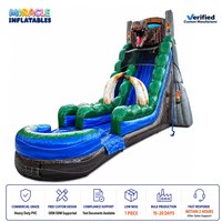 Toboggan aquatique pour enfants sur le thème des dinosaures préhistoriques avec T-Rex et crinières de mamouth en 3D - Toboggan gonflable commercial pour anniversaires sur le thème des dinosaures