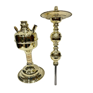 ฟาริดา ฮุคก้าทองเหลืองเคลือบเงาหรูหรา-อียิปต์ สูง 90-95 ซม. ชุดเต็ม - Product Image 6