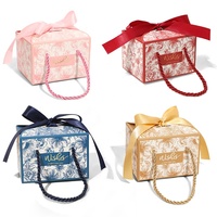 Petit emballage en papier kraft de luxe Boîte à bonbons de mariage imprimée personnalisée avec doublure en éponge Cadeau de porte de fête pour les invités