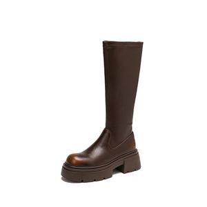 Bottes longues élégantes <span class=keywords><strong>pour</strong></span> femmes à plateforme, automne-hiver-printemps 2025, nouveau style, robe de soirée, mode, talons hauts épais, bottes mi-hautes <span class=keywords><strong>pour</strong></span> femme - Product Image 5