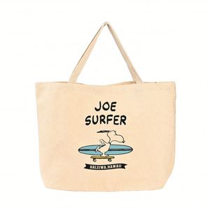 Bolsas de Mano de Lona de Algodón Hechas a Mano para Mujer, Personalizables con Diseño de Barco de Dibujos Animados, Bolsa de Compras y Playa - Product Image 1