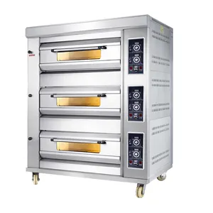 Commercial Big Gas Bakery 3 Deck 6 Tray Gas Automatic Cake And Bread Gas Oven For Bakery