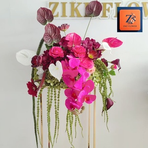 Centres de table artificiels en soie rose, orchidée bordeaux pour mariage, baby shower, allée de mariage, fête, bar à desserts – Kits de décoration - Product Image 3