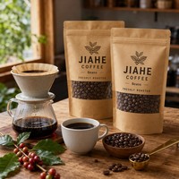 Sacs à café en papier kraft JIAHE avec fenêtre transparente, fermeture éclair, refermables, réutilisables, de qualité alimentaire, avec fermeture à glissière