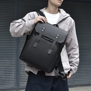 Sac à dos unisexe de grande capacité pour ordinateur portable 20-35L fermeture à glissière PU Polyester courbe physiologique dos poignée souple sac à dos tendance - Product Image 5