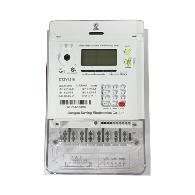 SAVING STS Three Phase Electronic Prepaid Smart Energy Meter Token Two Wire Prepayment RS485 ISO9001 Certified Accuracy Class