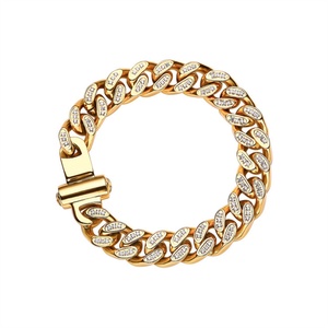 High End Flat Diamond Hiphops Chain Chunky Miami Cuban Link Chain Bracelet <b>for</b> <b>Men</b> Women - Product Image 1