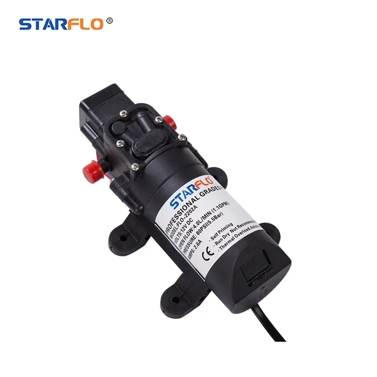 STARFLO pompa air mikro dc, pompa air mikro mini 12v dc tekanan tinggi RV 4LPM 80psi untuk penyemprot