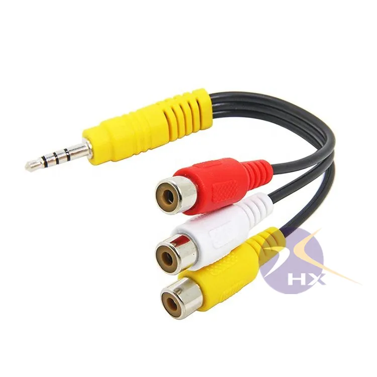 Conector macho a Rca de 3,5 Mm, Cable de Audio y vídeo hembra para Tv Av, 3,5 Mm a 3,5mm