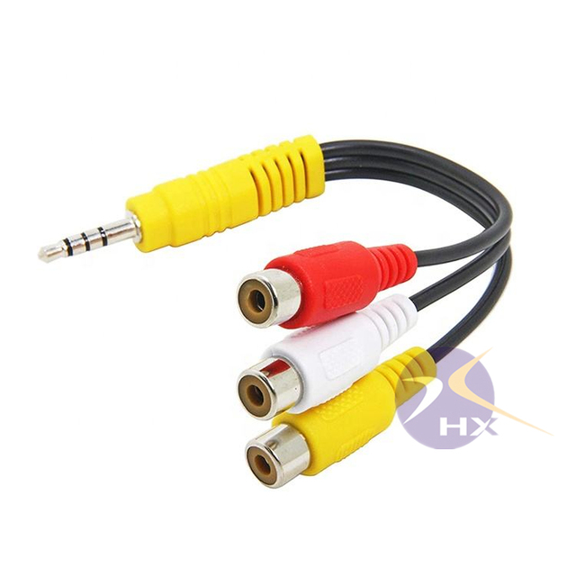 3.5mm Male RCA Female Coaxial Twisted Pair Audio/Video Cable Splitter for DVD Player Camera Car Speaker Monitor-ISO9001