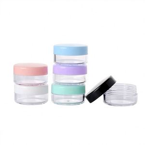 Contenants d'échantillons cosmétiques en gros, 3g-20g, mini pots cylindriques en plastique PS avec couvercle coloré pour crème contour des yeux - Product Image 1