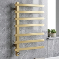 Sèche-serviettes électrique mural chauffant doré pour salle de bain, avec rail de séchage pour serviettes