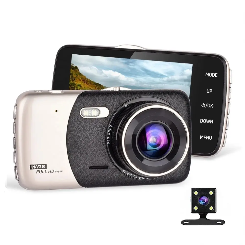 Câmera de ré hd 1080p, venda quente, câmera do ré com usuário, tela ips manual de 4.0 polegadas, gravador de vídeo para carro, câmera de estrada de carro de 170 graus