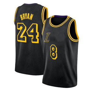 Yetişkinler çocuk basketbolu formalar toptan ön 8 arka 24 siyah basketbol giysileri gömlek serpantin desen - Product Image 1