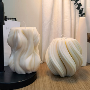 INS Irregular Geometric Wave Art <b>Large</b> Scented <b>Candles</b> Decorative Flowers Wreaths Plants Modern Eco-Friendly Disposable - Product Image 1
