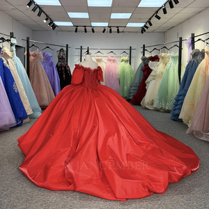 Robe de bal vintage rouge en satin, modèle Dy1181, robe de soirée à col cœur, Vestidos De 15 Anos, robe de Quinceañera Jancember - Product Image 2