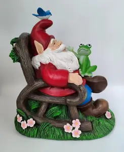 Décorations de Noël créatives et mignonnes assises du Père Noël au repos, figurine d'éclairage de jardin