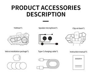 <span class=keywords><strong>Casque</strong></span> de moto Y10 avec assistant vocal microphone <span class=keywords><strong>mains</strong></span> <span class=keywords><strong>libres</strong></span> et talkie-walkie pour accessoire de <span class=keywords><strong>casque</strong></span> à puce Bluetooth - Product Image 6