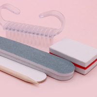 Juego de 5 Herramientas para Decoración de Uñas: Cepillo de Limpieza, Palito de Naranjo, Empujador de Cutículas, Esponja Pulidora, Tira de Pulido de Plástico PP Básico Personalizable