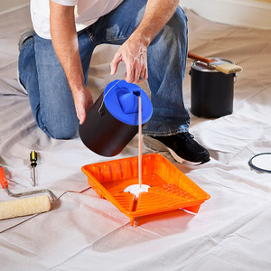 Paint <b>Bucket</b> Lid With Pour Spout Anti Drip Cover For Painting Portable Orange Blue Red - Product Image 1