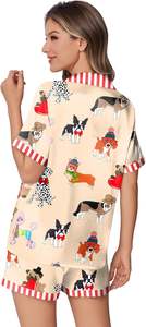 <span class=keywords><strong>Pigiama</strong></span> da Donna in <span class=keywords><strong>Seta</strong></span> Satinata con Stampa Animalier, Bottoni e Maniche Corte, Set 2 Pezzi Lavabile in Lavatrice - Product Image 5