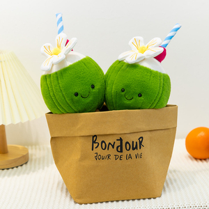 Mignonne Noix de coco Poupée Vert Noix de Coco Compagnon En Peluche Jouet Porter Fleur Mangue Boisson Poupée Tissu Poupée Enfants Cadeau Femme - Product Image 6