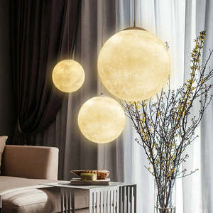 warm white globe moon <b>pendant</b> <b>light</b> Glass Fibre Round Ball Bedside <b>Chandelier</b> Bar Restaurant - Product Image 5