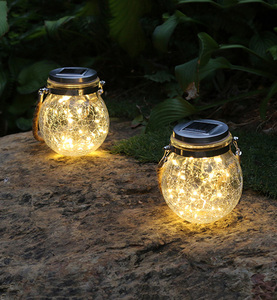 2023 il più nuovo barattolo di vetro appeso coperchio in plastica a luce solare con batteria bellissime crepe sulla <span class=keywords><strong>bottiglia</strong></span> per esterno - Product Image 3