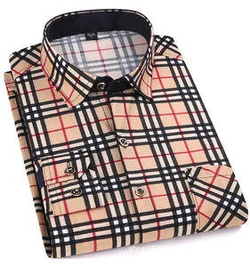 OEM\ODM Long Sleeve Wholesale Flannel Shirt For Men Men Camisa De Vestir Manga Larga Custom Checker 100% Cotton