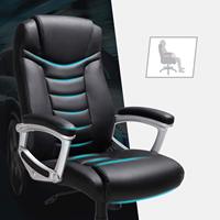 Silla Ejecutiva de Oficina de Cuero con Respaldo Alto, Reclinable 110 Grados, Giratoria, para Escritorio, con Cojín Grueso de 7cm, Ergonómica, para Jefes