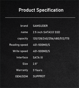 SAMSUDER SATA3 2.5 inç 1TB SSD toptan fiyat masaüstü için dahili katı hal sabit disk 120/128/240/256/480/512GB SATA Ssd - Product Image 2