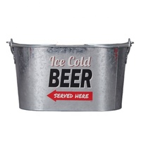Balde de gelo de cerveja de metal 10qt, balde de vinho com abridor de garrafa, com alça de madeira