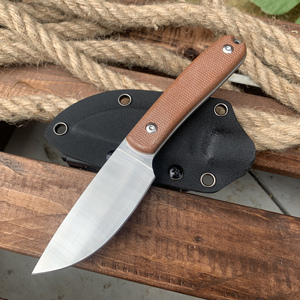 GT0160 سكين بشفرة ثابتة قابلة للتخصيص 14C28N مقبض كتان عالي الجودة مع غمد Tunafire - Product Image 5