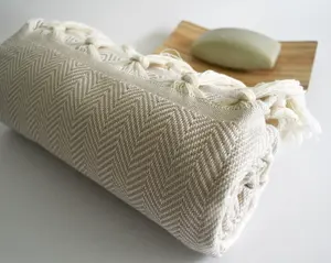 Sand-free Highly-Absorbent Herringbone Pattern 100% Cotton Peshtemal Turkish Beach Towels Bath Pool Towels with Custom LOGO