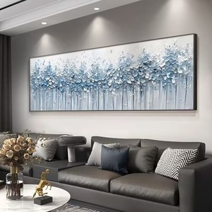 Hiện Đại Tường Trừu Tượng Treo 3D Tường Nghệ Thuật Nhà Máy Bán Buôn Kết Cấu Sơn Dầu Màu Xanh Vải Hoa Tác Phẩm Nghệ Thuật Trang Trí Nội Thất - Product Image 1