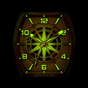 OEM <b>Watch</b> Manufacturers Custom Design Gold Case Diamond Stainless steel <b>Watch</b> <b>Skeleton</b> Tonneau Shaped <b>Automatic</b> Mossanite <b>Watch</b> - Product Image 4