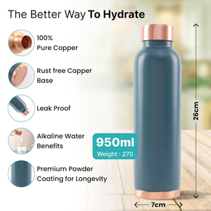 ขวดน้ำทองแดงแท้ 100% ขนาด 950 มล. – ขวดทองแดงป้องกันการรั่วซึมสำหรับดื่มน้ำตามหลักอายุรเวท – ลายแมนดาลาทำมือ – ปราศจากสาร BPA - Product Image 2