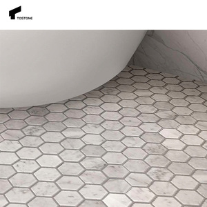 Tostone 2-Inch Polished <strong>White</strong> Carrara Marble Hexagon <strong>Mosaic</strong> <strong>Tile</strong> for Modern Interior Spaces for Living Room and Bedroom - Product Image 3