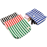Bestpacking Trousse de Maquillage de Voyage en Coton à Rayures Teintes en Fil de Luxe, Étui Cosmétique Portable avec Logo Personnalisé