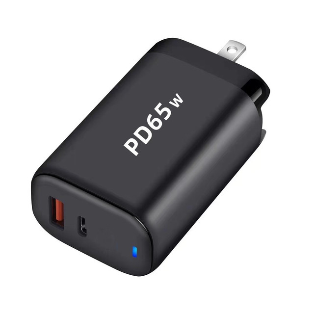65W GAN New Design 2in1 2 in 1Type C + USB US EU UK Quick Charge QC3.0 PD Usb + Type c Fast Charging Wall Charger Plug