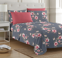 Ensemble de draps en microfibre imprimé 6 pièces - Ultra doux, résistant aux plis, poche profonde (Queen, Palmier tropical)