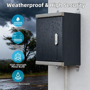 Boîte de jonction électrique en métal noir à charnières, IP65, 400*300*200 mm, étanche avec serrure pour utilisation en extérieur - Product Image 3
