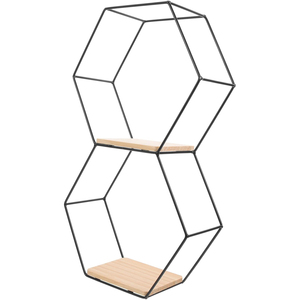 Industrial Wooden Metal Iron Hexagonal <b>Floating</b> <b>Wall</b> <b>Shelf</b> for Living Room Bedroom Bathroom Entry Dining Hanging Storage - Product Image 1
