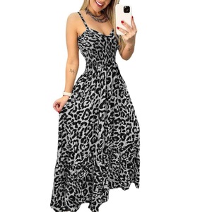 Vestido Maxi de Verano Casual y Sexy con Estampado de Leopardo, Cuello en V, Sin Mangas y Cintura Alta para Mujer, Tallas Grandes, Dropshipping Shopify - Product Image 1