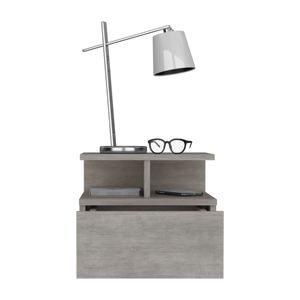 Mesita de noche flotante moderna DB Adele con cajón y estantes de almacenamiento abiertos, muebles de dormitorio inteligentes para sala de estar de apartamento - Product Image 5