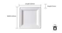 Assiette biodégradable de qualité alimentaire écologique jetable de 8 pouces Assiette de pulpe de canne à sucre carrée