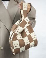 Bolso pequeño de compras de tela de punto a la moda, bolsos de mano, bolso de mano con rayas florales para niña