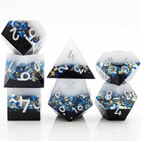 Ensemble de dés polyédriques D20 en résine avec feuille d'or, trois couleurs, D&D COC Cthulhu, 7 dés pour jeux de société, jeux de rôle TRPG
