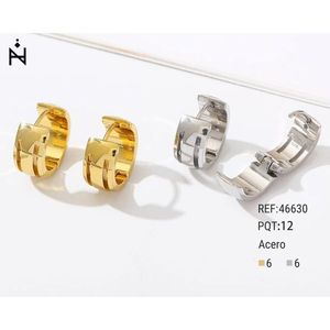 Orecchini a Cerchio Sottili in Oro e Argento, Acciaio Inossidabile, 6mm, 12 Paia, Ref46630 - Product Image 1