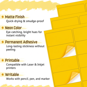 73g Fluorescent Orange Business <b>Stickers</b> 10 Grids Per Sheet Compatible Laser Inkjet Printer - Product Image 1